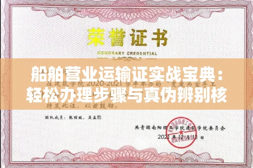 全国船舶营业运输证实战宝典:轻松办理步骤与真伪辨别核心诀窍